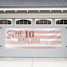 Personalized Birthday Sweet 16 Garage Banner - Spirit Stripes