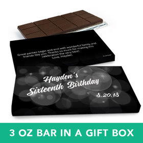 Deluxe Personalized Birthday Bubbles & Dots Belgian Chocolate Bar in Gift Box (3oz Bar)