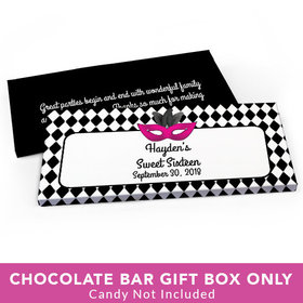 Deluxe Personalized Sweet 16 Birthday Harlequin Masquerade Candy Bar Favor Box