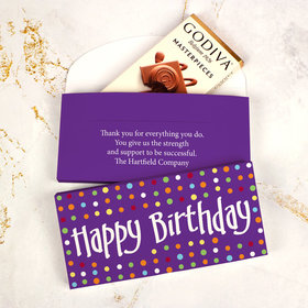 Deluxe Personalized Birthday Godiva Chocolate Bar in Gift Box - Party Dots