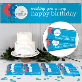 Custom Business Birthday Banner & 24 Bars Add Your Logo Balloons