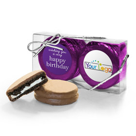 Personalized Add Your Logo Happy Birthday 2Pk Chocolate Covered Oreo Cookies