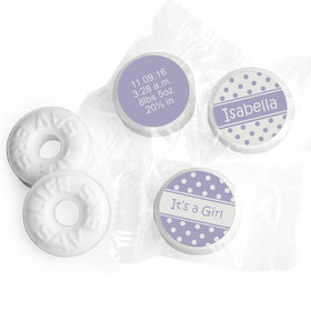 Baby Girl Announcement Personalized Life Savers Mints Polka Dots