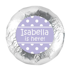 Baby Girl Announcement 1.25" Sticker Polka Dots (48 Stickers)