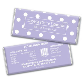 Baby Girl Announcement Personalized Chocolate Bar Polka Dots