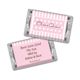 Baby Girl Announcement Personalized Hershey's Miniatures Dots & Pinstripes