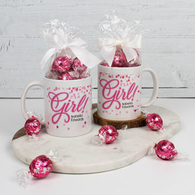 Personalized It's a Girl 11oz Mug with Lindor Truffles - Congrats