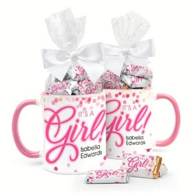 Personalized Baby Girl Announcement Bubbles 11oz Mug with Hershey's Miniatures