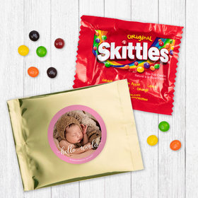 Personalized Girl Birth Announcement Hello World Skittles