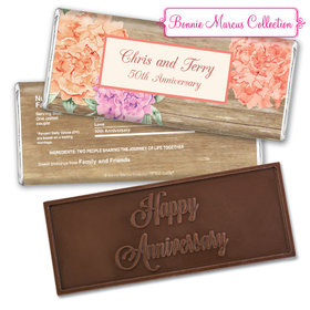 Bonnie Marcus Collection Personalized Embossed Chocolate Bar Chocolate and Wrapper Blooming Joy Anniversary Party Favor