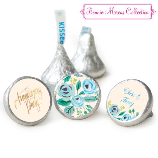 Bonnie Marcus Collection Here's Something Blue Personalized Anniversary Stickers Kisses Candy Assembled Kisses