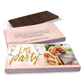Deluxe Personalized Anniversary Champagne Party Chocolate Bar in Gift Box (3oz Bar)