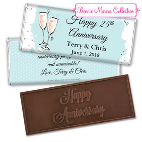 Personalized Bonnie Marcus Anniversary Bubbly Party Blue Embossed Chocolate Bar & Wrapper