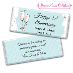 Personalized Bonnie Marcus Anniversary Bubbly Party Blue Chocolate Bar & Wrapper