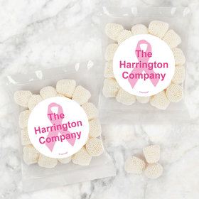 Personalized Breast Cancer Awareness Simply Pink Candy Bags with Jelly Belly Champagne Bubble Gumdrops