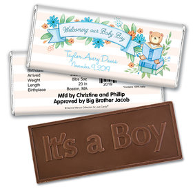 Bonnie Marcus Collection Personalized Embossed Chocolate Bar Chocolate and Wrapper Story Time Boy Birth Announcement