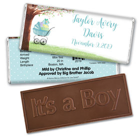 Bonnie Marcus Collection Personalized Embossed Chocolate Bar Chocolate and Wrapper Rockabye Baby Boy Birth Announcement