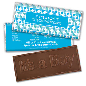 Bonnie Marcus Collection Personalized Embossed It's a Boy Bar It's a Boy Hearts Birth Announcement