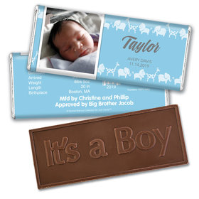 Bonnie Marcus Collection Personalized Embossed It's a Boy Bar Animal Parade Birth Announcement