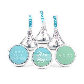 Personalized Boy Birth Announcement Watercolor Hershey's Kisses