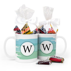 Personalized Baby Boy Announcement Watercolor 11oz Mug with Hershey's Miniatures