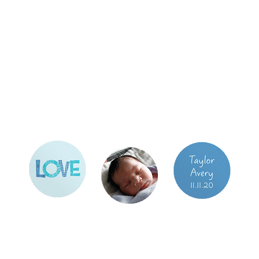 Personalized Boy Birth Announcement Love 3/4" Stickers for Hershey's Kisses