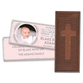 Personalized Bonnie Marcus Baptism Filigree and Heart Embossed Chocolate Bar