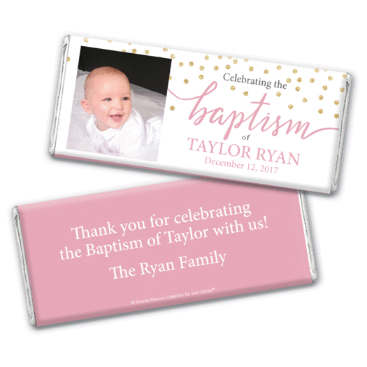 Personalized Bonnie Marcus Baptism Confetti Chocolate Bar Wrappers Only