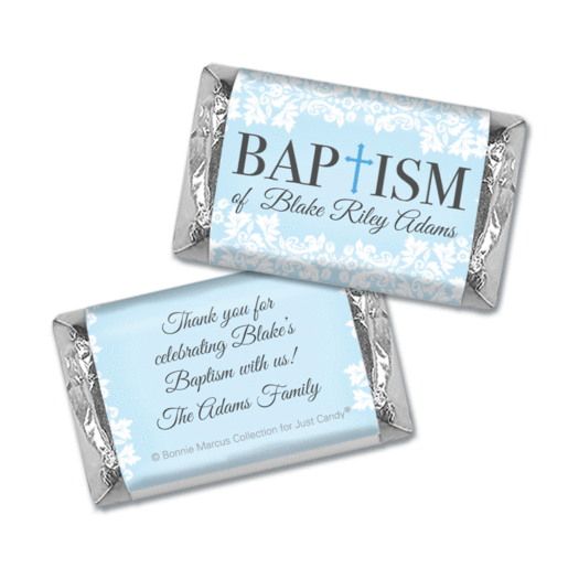 Personalized Bonnie Marcus Baptism Floral Filigree Hershey's Miniatures