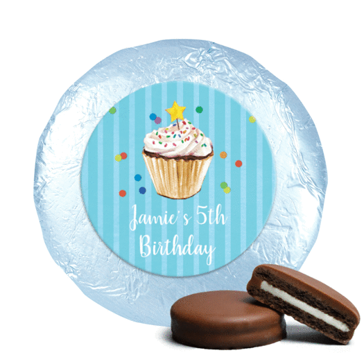 Bonnie Marcus Collection Birthday Cupcake Dazzle Milk Chocolate Covered Oreo Cookies Foil Wrapped
