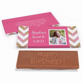 Deluxe Personalized Sweet 16 Picture Your Birthday Chocolate Bar in Gift Box