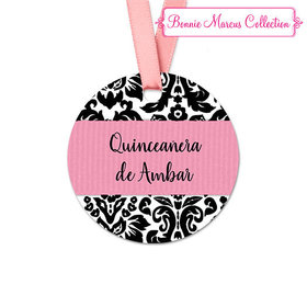 Personalized Round Pattern Quinceaera Favor Gift Tags (20 Pack)