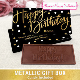 Deluxe Personalized Birthday Polka Dots Chocolate Bar in Metallic Gift Box