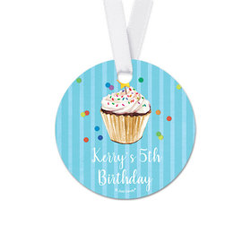 Personalized Round Cupcake Dazzle Birthday Favor Gift Tags (20 Pack)