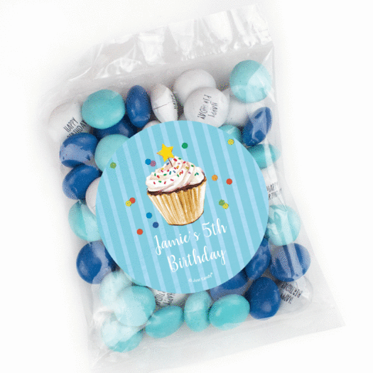 Personalized Cupcake Candy Bags with Just Candy Milk Chocolate Minis