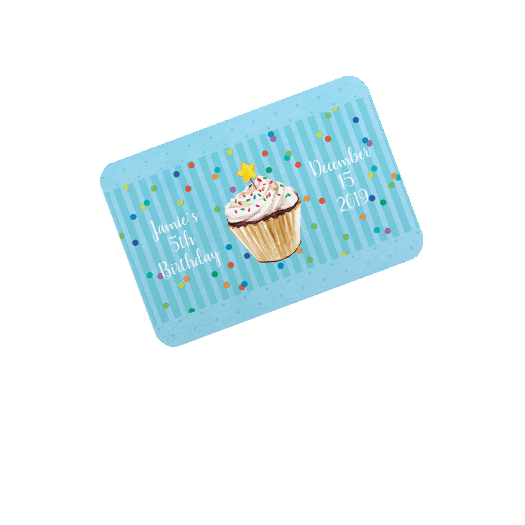 Personalized Youth Birthday Cupcake Dazzle Mint Tin Sticker for Pillow Box