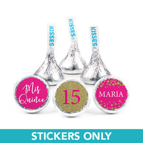 Personalized Bonnie Marcus Quinceanera Gold Sparkle 3/4" Stickers (108 Stickers)