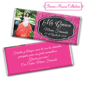 Personalized Bonnie Marcus Quinceanera Pink Sparkle Chocolate Bar & Wrapper