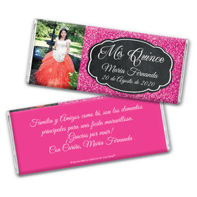 Personalized Bonnie Marcus Quinceanera Pink Sparkle Chocolate Bar Wrappers Only