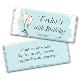 Personalized Bonnie Marcus Birthday Bubbly Party Blue Chocolate Bar Wrappers Only
