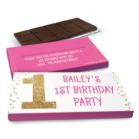 Deluxe Personalized 1st Birthday Golden One Chocolate Bar in Gift Box (3oz Bar)