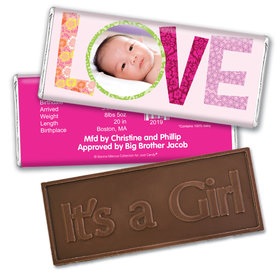 Bonnie Marcus Collection Personalized Embossed It's a Girl Bar Love Girl Birth Announcement