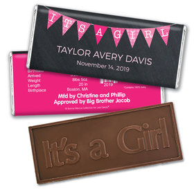 Bonnie Marcus Collection Personalized Embossed It's a Girl Bar It's a Girl Banner Birth Announcement