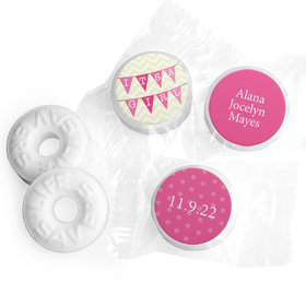 Bonnie Marcus Collection Personalized LIFE SAVERS Mints It's a Girl Chevron Birth Announcement