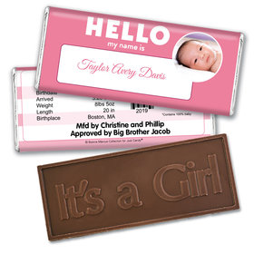Bonnie Marcus Collection Personalized Embossed It's a Girl Bar Name Tag Girl Birth Announcement