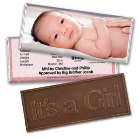 Bonnie Marcus Collection Personalized Embossed It's a Girl Bar Baby Photo Birth Announcement