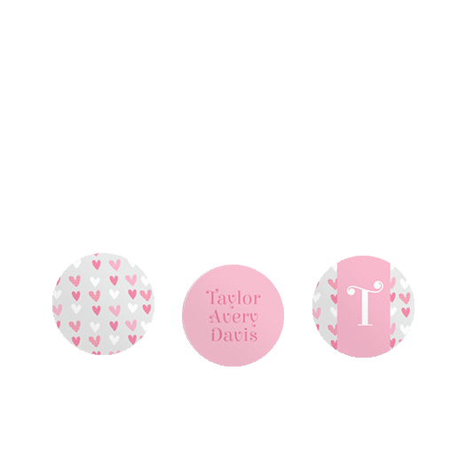 Personalized Girl Birth Announcement Pink Hearts 3/4" Stickers for Hershey's Kisses