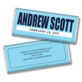 Bar Mitzvah Personalized Chocolate Bar Boldly Blue