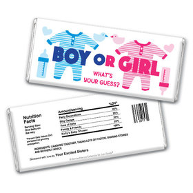 Personalized Bonnie Marcus Gender Reveal Onesies Chocolate Bar & Wrapper