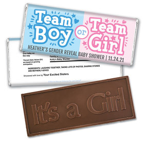 Personalized Bonnie Marcus Gender Reveal Boy or Girl Embossed It's a Girl Chocolate Bar